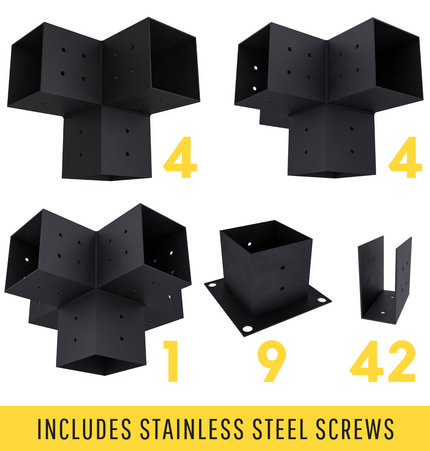 DIY Pergola Bracket Kit for a Freestanding Pergola With Roof Rafters - Any Size Up to 24' x 24'