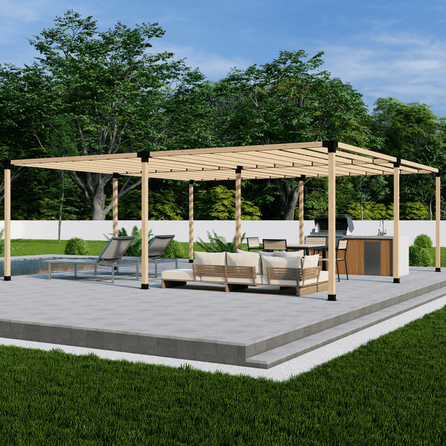 DIY Pergola Bracket Kit for a Freestanding Pergola With Slatted Roof - Any Size Up to 24' x 24' - | Patioza