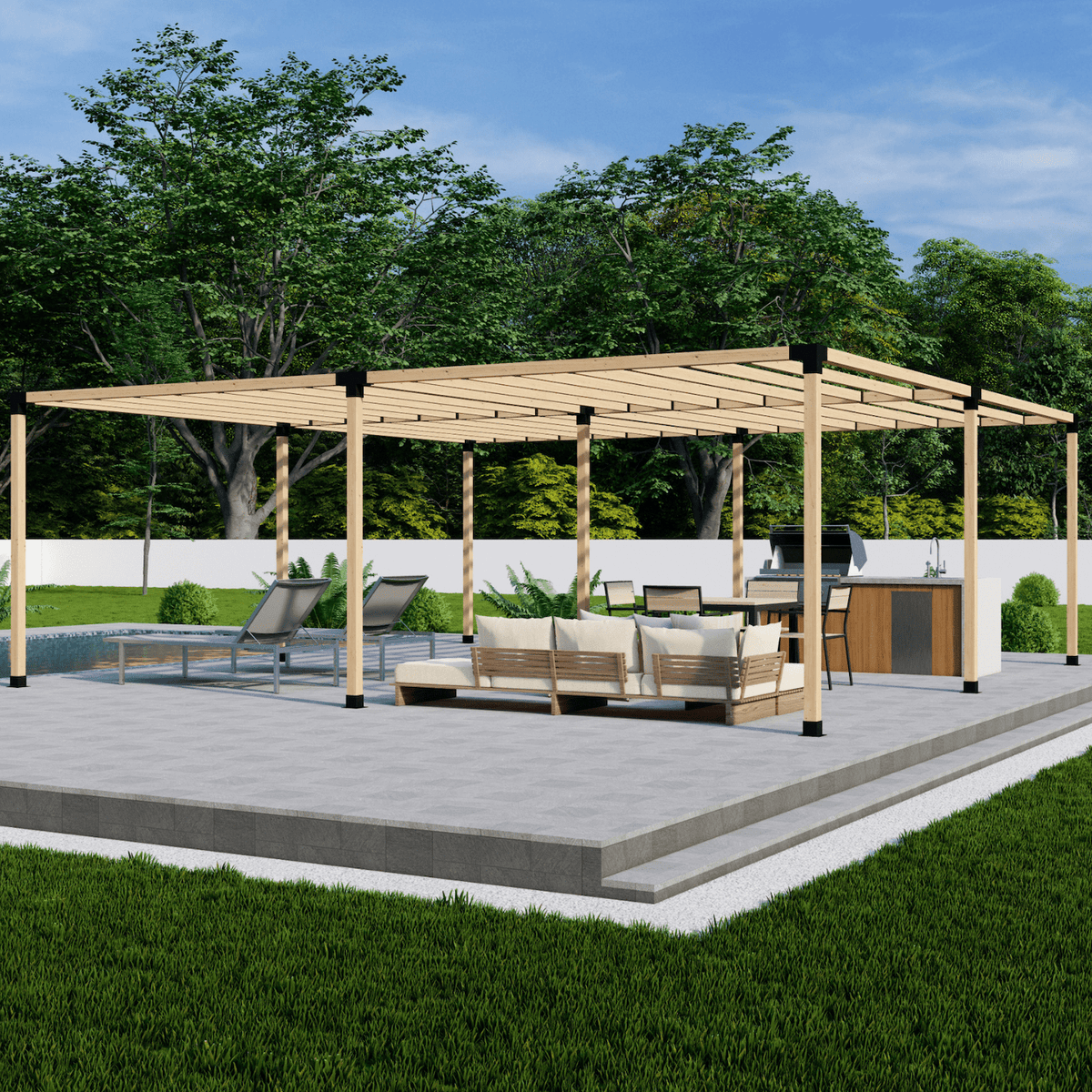 DIY Pergola Bracket Kit for a Freestanding Pergola With Slatted Roof - Any Size Up to 24' x 24' - | Patioza