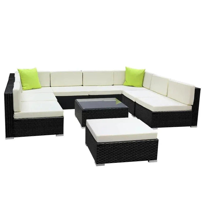 Gardeon 10PC Outdoor Furniture Sofa Set Wicker Garden Patio Lounge - Tech Accessories | Patioza