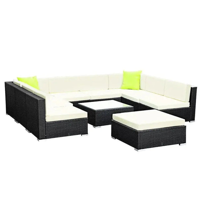 Gardeon 10PC Outdoor Furniture Sofa Set Wicker Garden Patio Lounge - Tech Accessories | Patioza