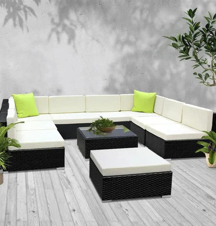 Gardeon 10PC Outdoor Furniture Sofa Set Wicker Garden Patio Lounge - Tech Accessories | Patioza