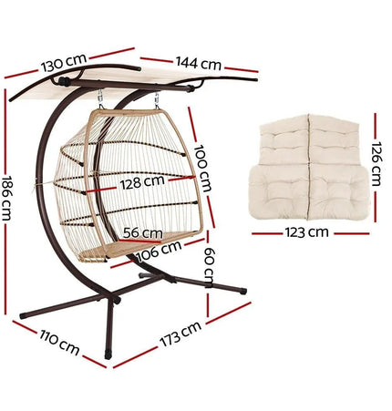 Gardeon Outdoor Furniture Lounge Hanging Swing Chair Egg Hammock Stand - Tech Accessories | Patioza