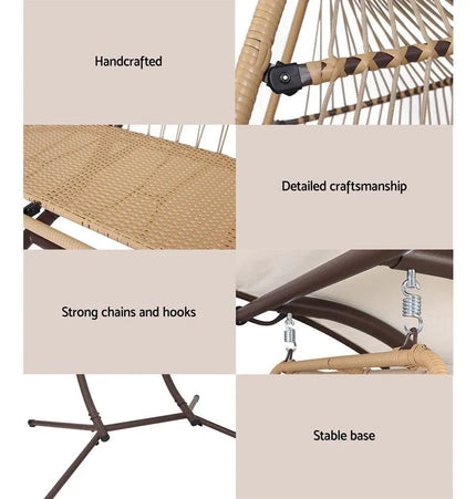 Gardeon Outdoor Furniture Lounge Hanging Swing Chair Egg Hammock Stand - Tech Accessories | Patioza