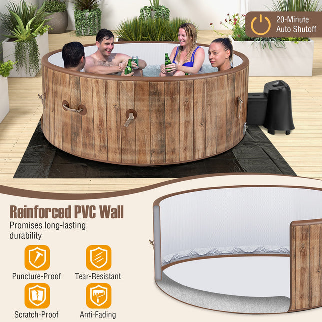 72 Inches Inflatable Hot Tub SPA with 120 Air Jets Electric Heater Pump for 4-6 Person-Coffee - | Patioza