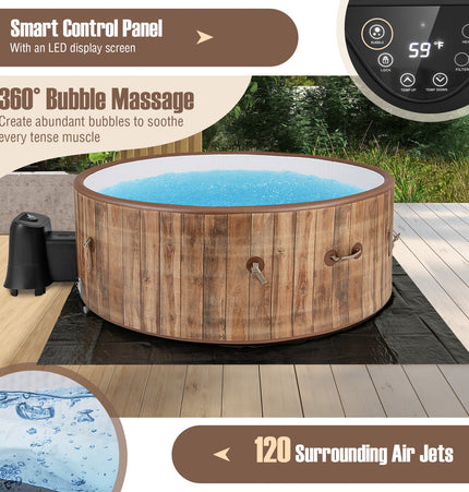 72 Inches Inflatable Hot Tub SPA with 120 Air Jets Electric Heater Pump for 4-6 Person-Coffee