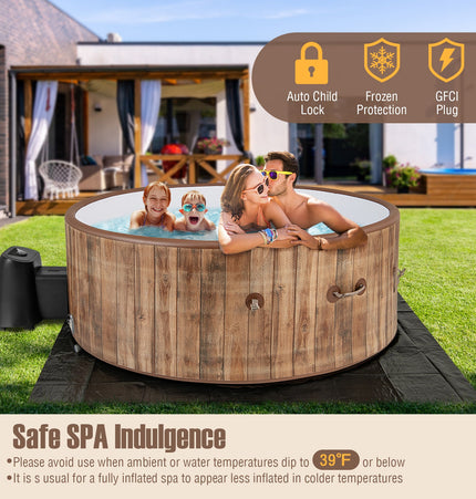 72 Inches Inflatable Hot Tub SPA with 120 Air Jets Electric Heater Pump for 4-6 Person-Coffee
