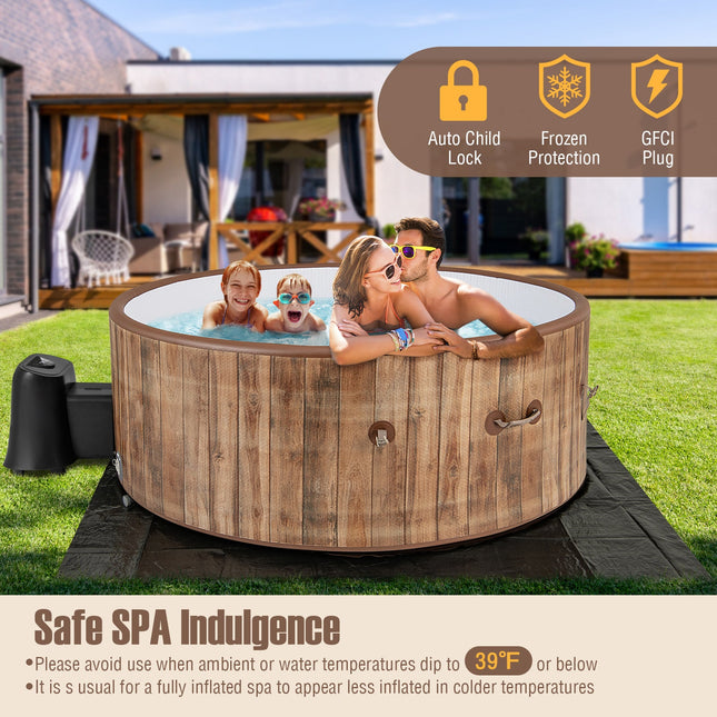 72 Inches Inflatable Hot Tub SPA with 120 Air Jets Electric Heater Pump for 4-6 Person-Coffee - | Patioza
