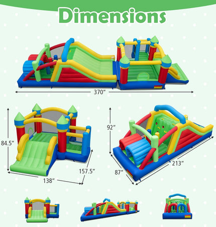 Inflatable Obstacle Course Bounce House with Dual Slides and Tunnels without Blower - | Patioza