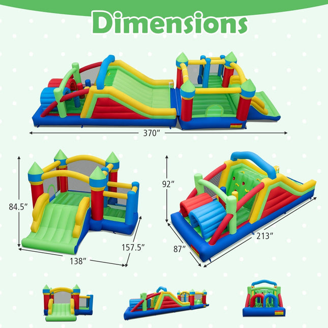 Inflatable Obstacle Course Bounce House with Dual Slides and Tunnels without Blower - | Patioza