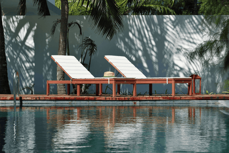 Louisiana Dark Wood Finish Wheel Lounger With Cushion - 2 Piece - Lounger | Patioza