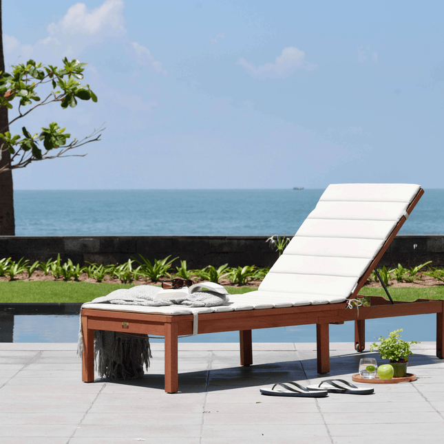 Louisiana Dark Wood Finish Wheel Lounger With Cushion - 2 Piece - Lounger | Patioza