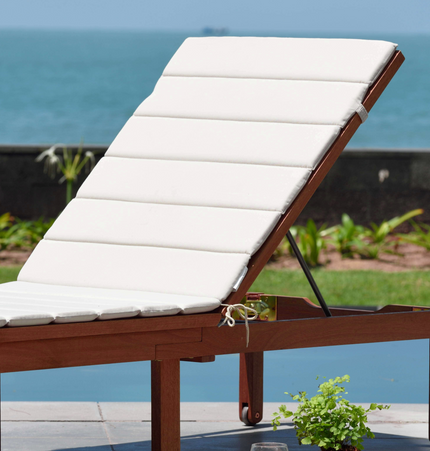 Louisiana Dark Wood Finish Wheel Lounger With Cushion - 2 Piece