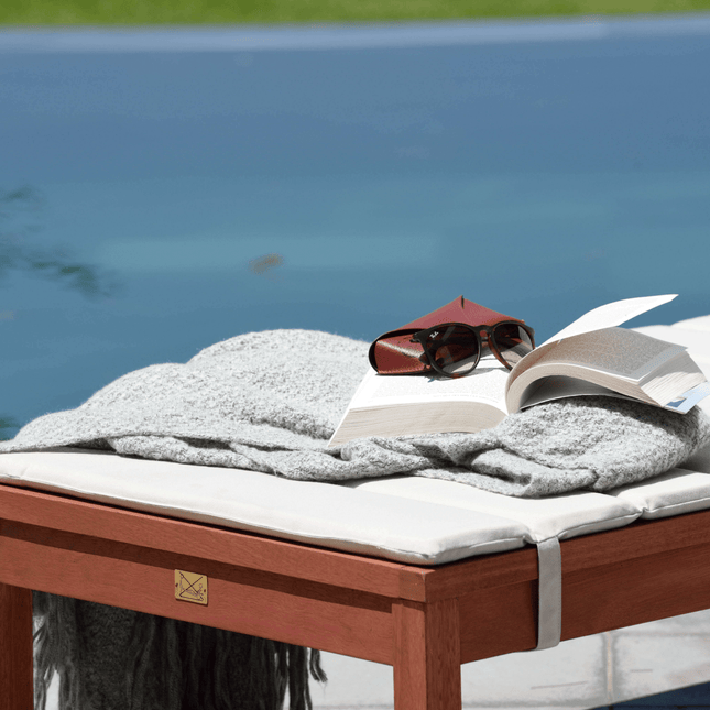 Louisiana Dark Wood Finish Wheel Lounger With Cushion - 2 Piece - Lounger | Patioza