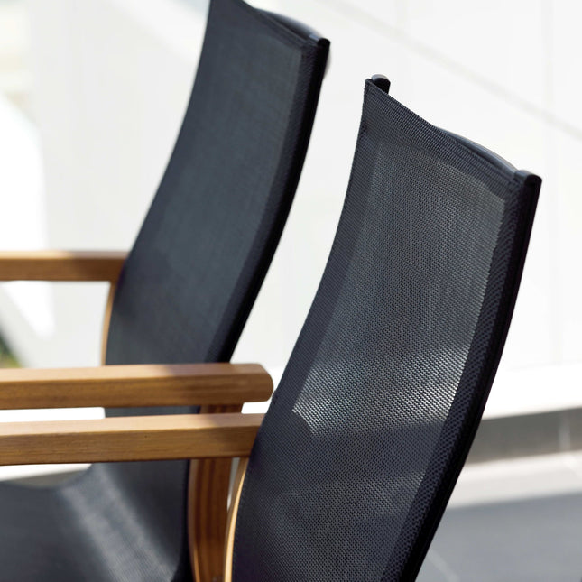 Rinjani Rectangular Big Table and 8 Manhattan Black Armchair