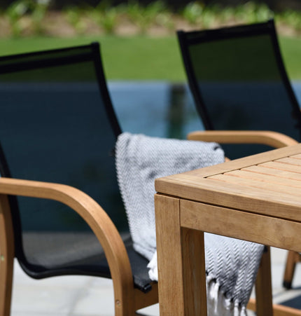 Rinjani Rectangular Big Table and 8 Manhattan Black Armchair