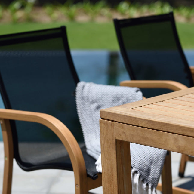 Rinjani Rectangular Big Table and 8 Manhattan Black Armchair