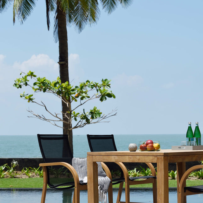 Rinjani Rectangular Big Table and 8 Manhattan Black Armchair
