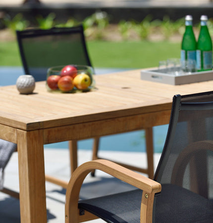 Rinjani Rectangular Big Table and 8 Manhattan Black Armchair