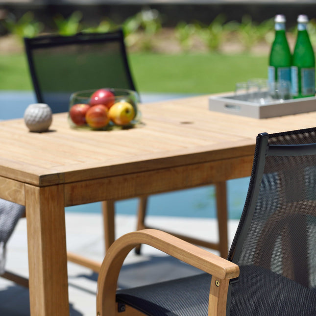 Rinjani Rectangular Big Table and 8 Manhattan Black Armchair