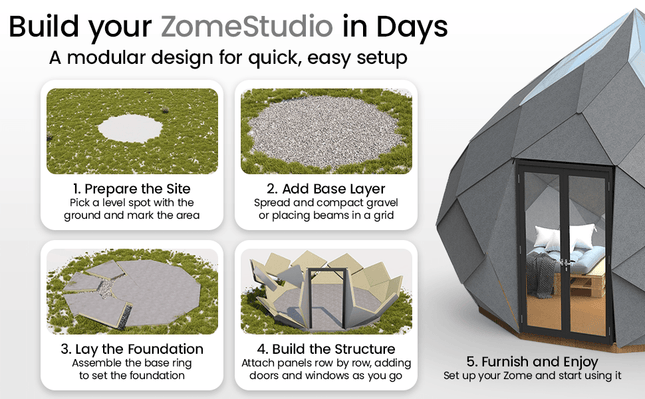 Patio Elegance Zomes Pod – 120 sq ft Eco - Friendly Outdoor Office Pod - Outdoor Structures | Patioza