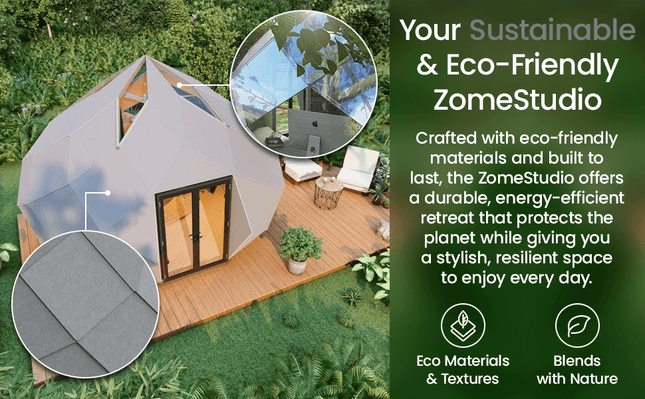 Patio Elegance Zomes Pod – 120 sq ft Eco - Friendly Outdoor Office Pod - Outdoor Structures | Patioza