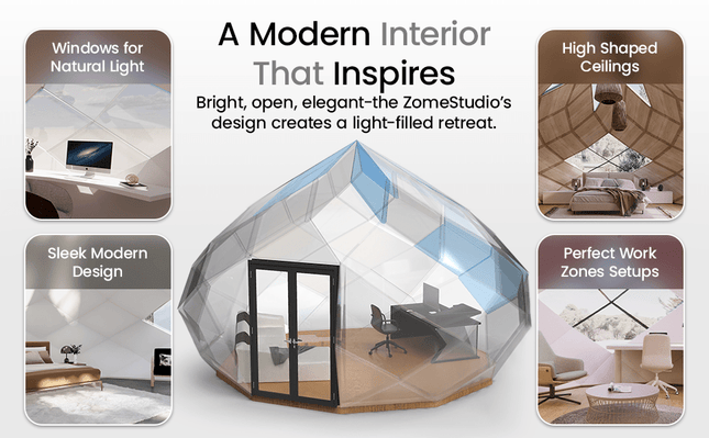 Patio Elegance Zomes Pod – 120 sq ft Eco - Friendly Outdoor Office Pod - Outdoor Structures | Patioza