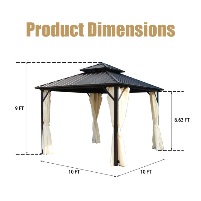Ainfox 10 Ft. W x 10 Ft. D Aluminum Patio Gazebo - Gazebos | Patioza