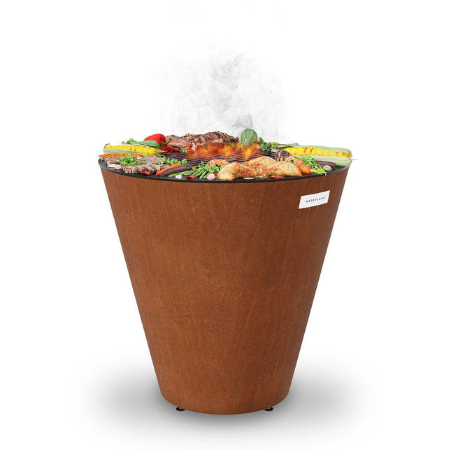 Arteflame ONE30 — 30″ One Series Flat-Top Charcoal Grill & Fire Bowl (Single-Piece CORTEN Steel) - All Products, Arteflame Grills | Patioza