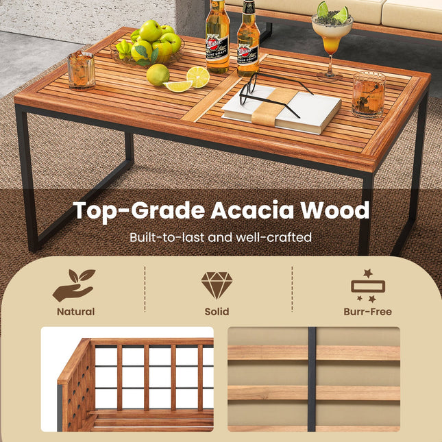 4 Pieces Acacia Wood Outdoor Sofa Set for Balcony Porch Backyard Poolside - Patio Furniture | Patioza