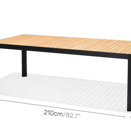 Portals Dark Lite FSC Teak Wood and Aluminum Rectangular Dining Set