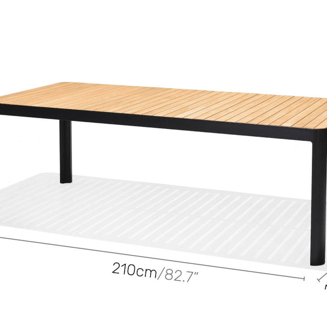 Portals Dark Lite FSC Teak Wood and Aluminum Rectangular Dining Set