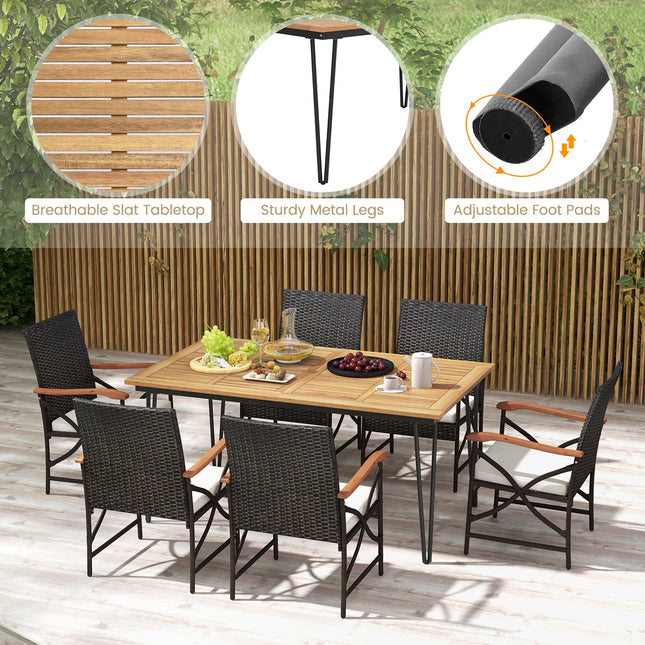 7 Pieces Outdoor Dining Furniture Set for Porch Backyard Garden Poolside - Patio Furniture | Patioza