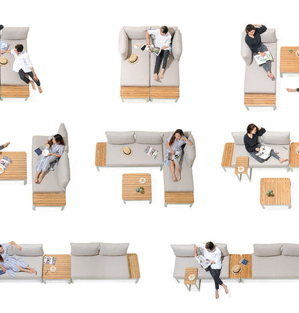 Portals Teak and Aluminum Modular Sofa 3pc Set