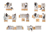 Portals Teak and Aluminum Modular Sofa 3pc Set - | Patioza