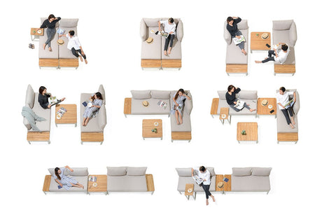 Portals Teak and Aluminum Modular Sofa 3pc Set - | Patioza