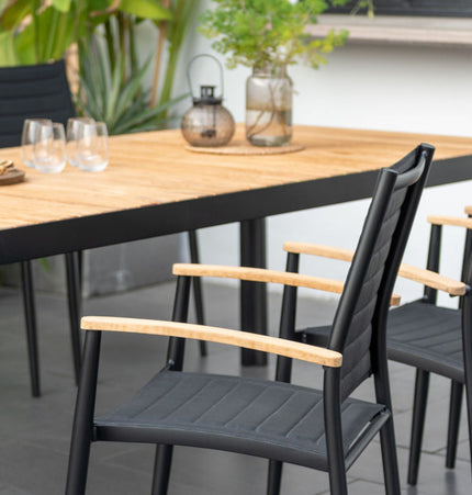 Portals Dark Lite FSC Teak Wood and Aluminum Rectangular Dining Set
