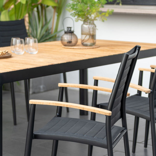 Portals Dark Lite FSC Teak Wood and Aluminum Rectangular Dining Set