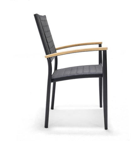 Portals Dark Lite FSC Teak Wood and Aluminum Rectangular Dining Set