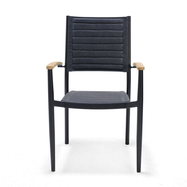 Portals Dark Lite FSC Teak Wood and Aluminum Rectangular Dining Set