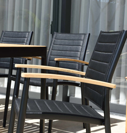 Portals Dark Lite FSC Teak Wood and Aluminum Rectangular Dining Set