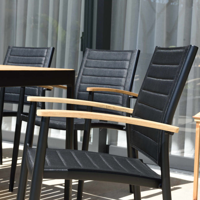 Portals Dark Lite FSC Teak Wood and Aluminum Rectangular Dining Set