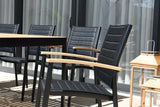 Portals Dark Lite FSC Teak Wood and Aluminum Rectangular Dining Set - | Patioza