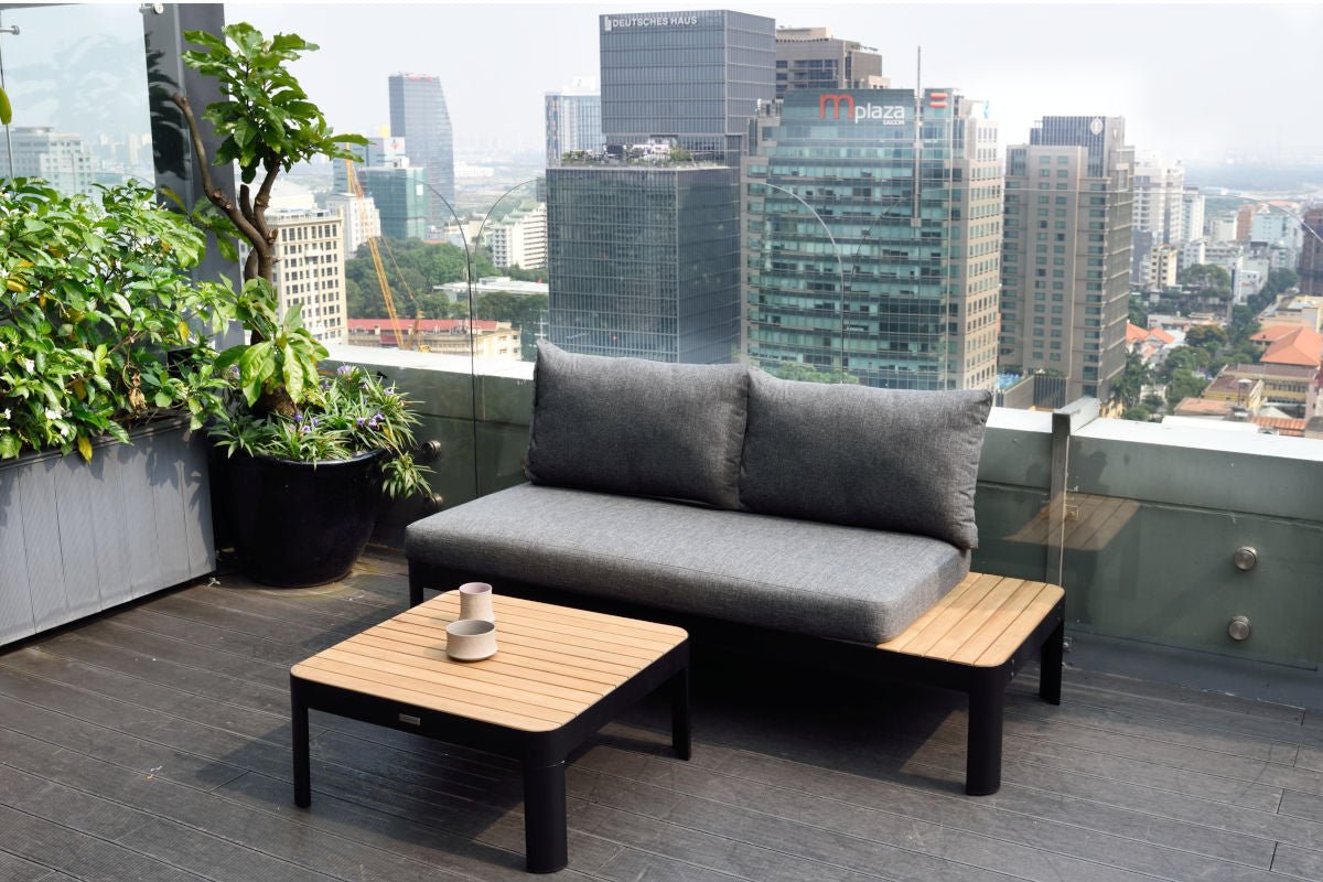Portals Teak and Aluminum Modular Sofa 3pc Set - | Patioza