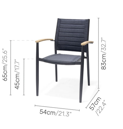 Portals Dark Lite FSC Teak Wood and Aluminum Rectangular Dining Set