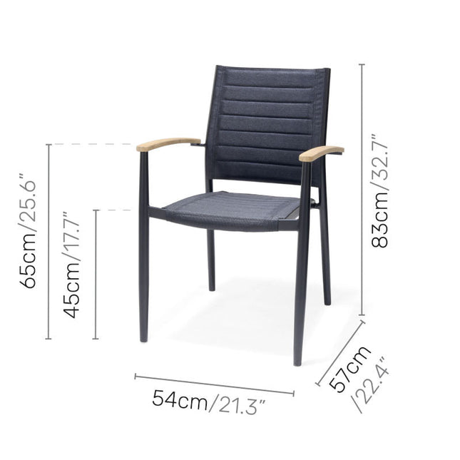 Portals Dark Lite FSC Teak Wood and Aluminum Rectangular Dining Set