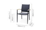 Portals Dark Lite FSC Teak Wood and Aluminum Rectangular Dining Set - | Patioza