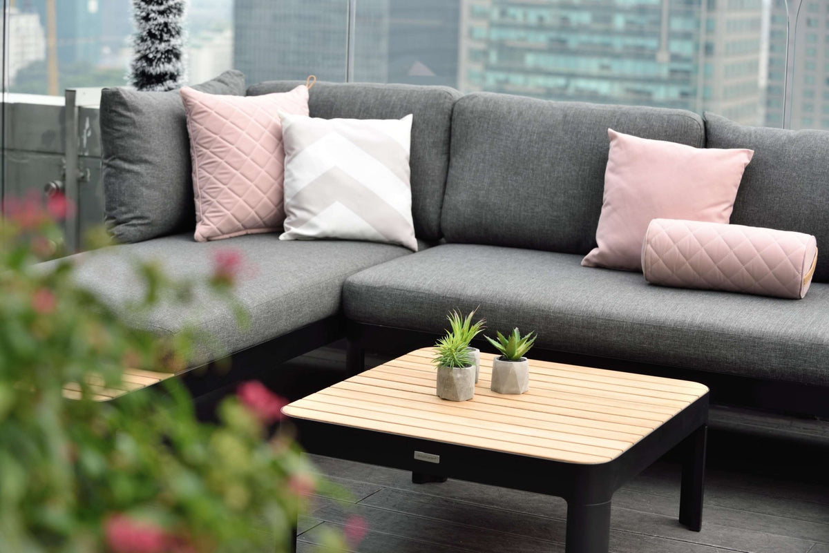 Portals Teak and Aluminum Modular Sofa 3pc Set - | Patioza