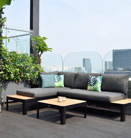 Portals Teak and Aluminum Modular Sofa 3pc Set