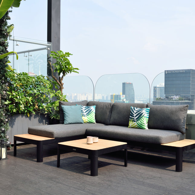 Portals Teak and Aluminum Modular Sofa 3pc Set